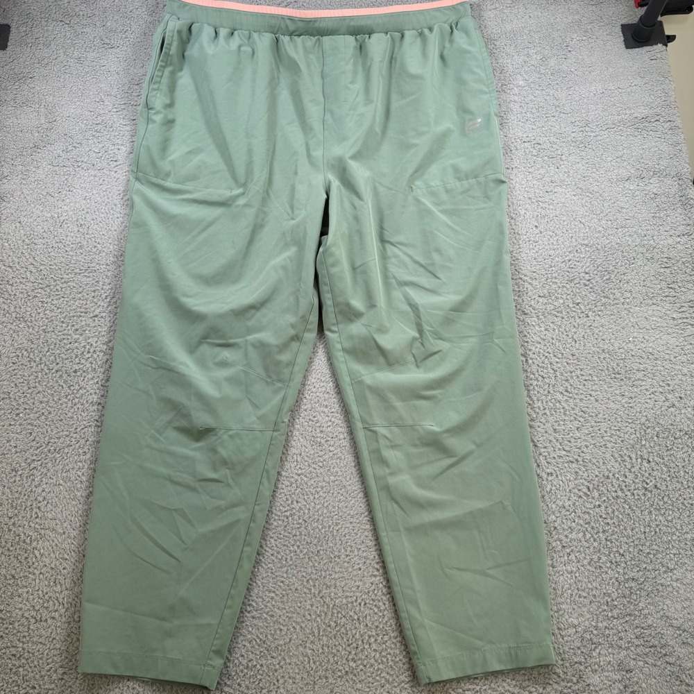 Fabletics Mens XXL Sage Green Tapered Athletic Training Pants‎ Pink Waistband